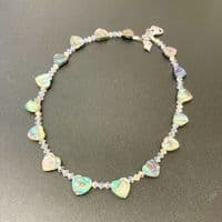 Necklace - Paua Heart & Cut Glass Crystals PN09 Heart Clear