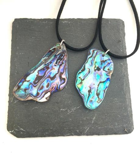 PN05 Suede Pendant - Paua Natural Piece Pendant