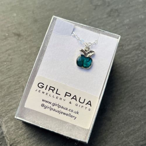PP17 Blue Apple Silver Paua Pendant