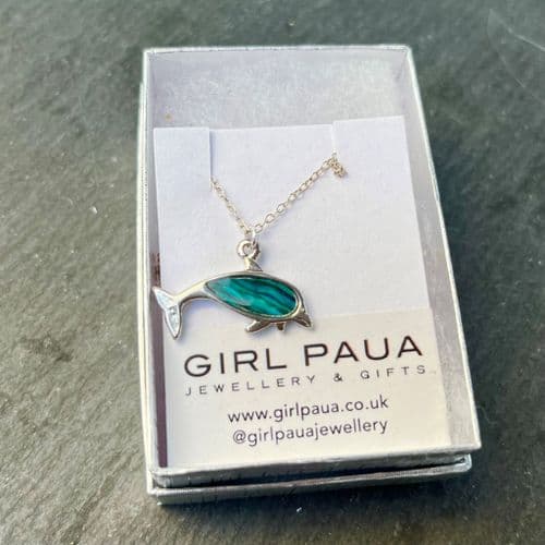 PP17 Blue Dolphin Silver Paua Pendant