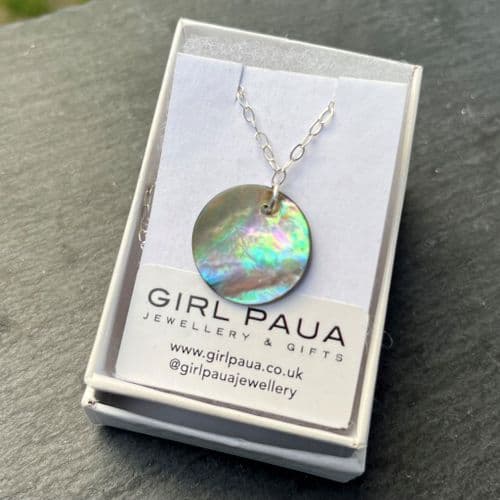 PP17 Natural Disc 20mm Paua Pendant