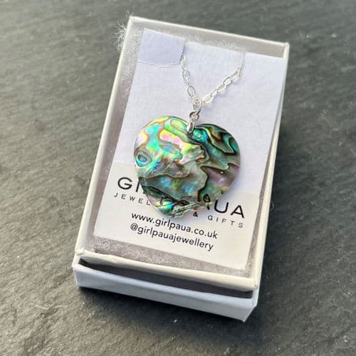 PP17 Natural Heart Large Paua Pendant