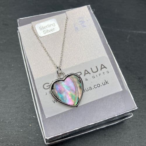 PP17 Natural Heart Silver Paua Pendant