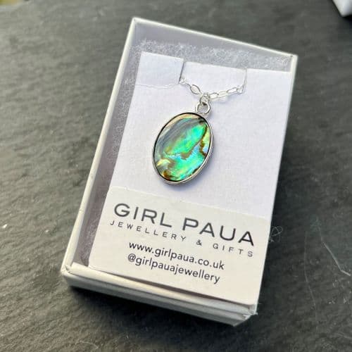 PP17 Natural Oval Silver Paua Pendant