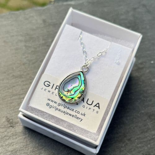 PP17 Natural Waterdrop Silver Paua Pendant