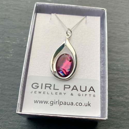 PP17 Red Waterdrop Paua Pendant