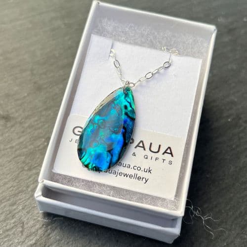PP1718 Blue Waterdrop Long Paua Pendant