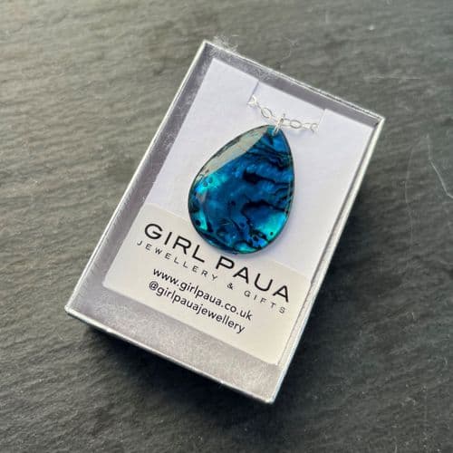 PP1718 Blue Waterdrop XL Paua Pendant