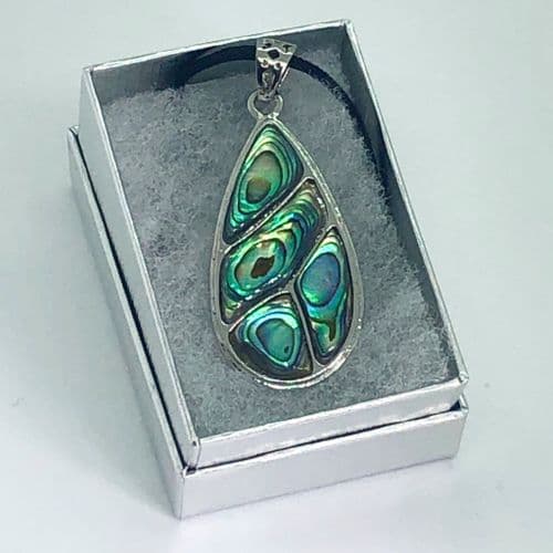 Suede Pendant PN04 - Paua 4 Piece Teardrop Pendant