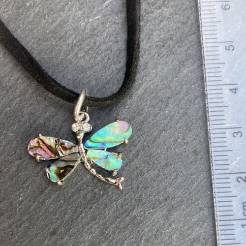 Suede Pendant PN04-S - Paua Dragonfly Small Pendant