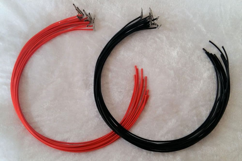 24 x 300mm Dropper Wire with Soldered Code 70, 75, 83 Fishplates Red & Black