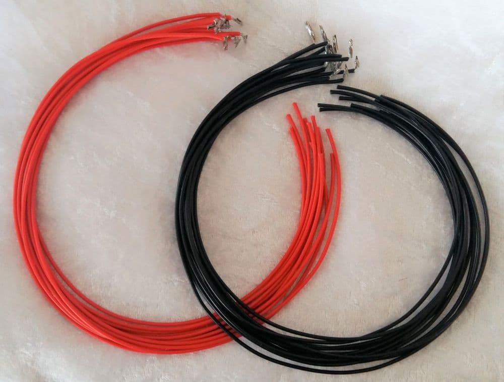 24 x 300mm Dropper Wire with Soldered N gauge Code 80 and 55 Fishplates Red & Black