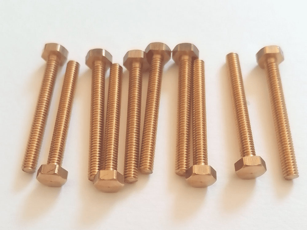 6BA Brass 1" Hex Bolts 10 Pack