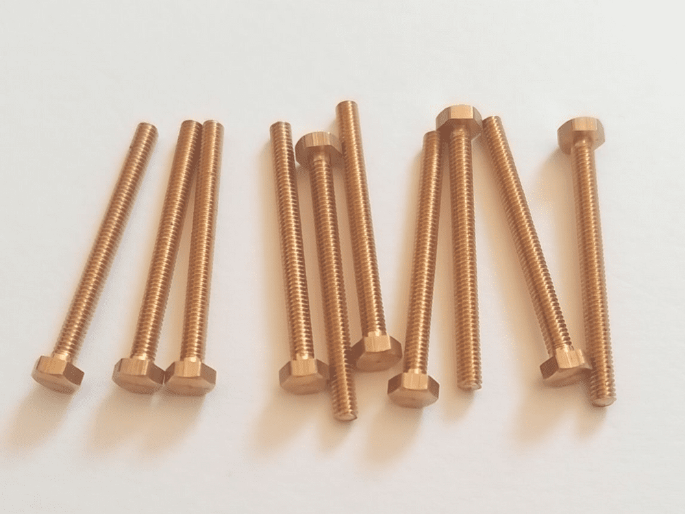 8BA Brass 1" Hex Bolts 10 Pack