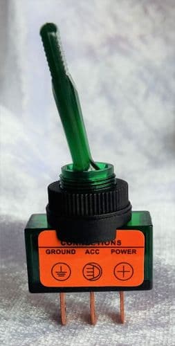 Illuminated 16 Amp Green On/Off Toggle Switch