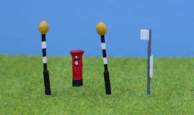 P & D Marsh OO Gauge Painted Belishas, Bus Stop & Postbox
