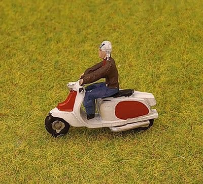 P & D Marsh OO Gauge Painted Lambretta (Two-Tone Colour) & Rider