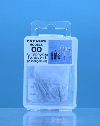 P & D Marsh OO Gauge Unpainted Bus Stop & Passengers