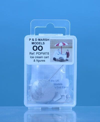 P & D Marsh OO Gauge Unpainted Ice Cream Cart & Figures