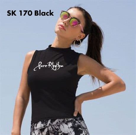 SK170 Womens' Hi Neck Crop Vest with Printed Pure Rhythm  Text