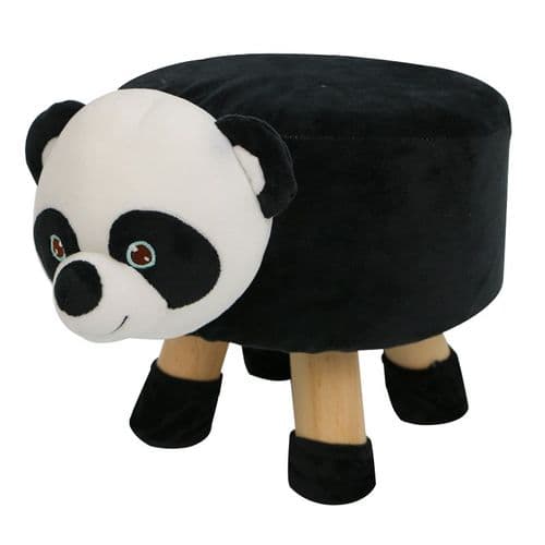 Riendeer Design Plush Animal Pouffe Kids Wooden Footstool Cushion Seat