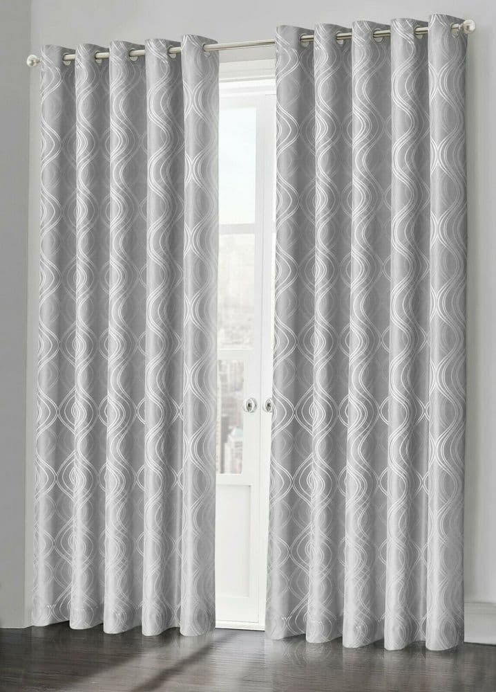 Silver Grey Fully Lined Jacquard Waves Swirl Ready Made Ring Top