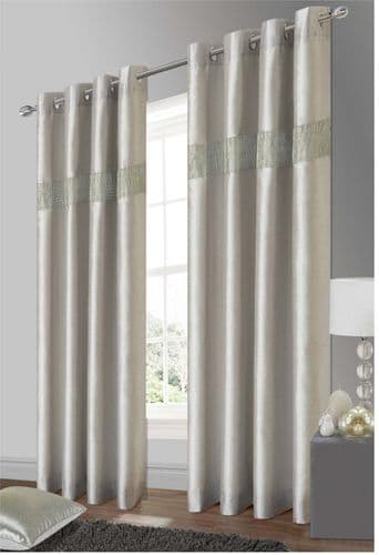 Stylish Elegant Diamante Faux Silk Ringtop Eyelet Fully Lined Curtains Silver Grey Colour Stylish Elegant Diamante Faux Silk, Indian Silk Curtains Uk