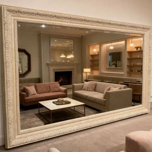 Antique Cream Mirror ornate decorative intricate wall Mirror - BAROQUE