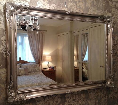 Antique Silver Shabby Chic Ornate Decorative Wall Mirror SWEPT FRAME