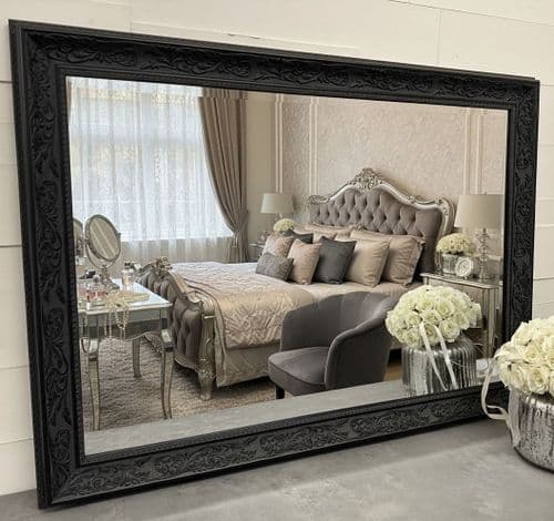 Black Shabby Chic Ornate Decorative Wall Mirror 79cm x 69cm VERONA