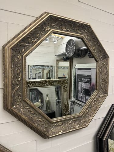 Champagne Antique Octagon Mirror Frame 65cm x 65cm Ornate Design Fabulous