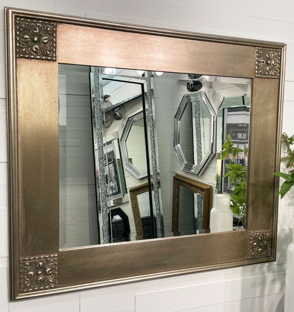 Champagne Mirror Antique Mirror Rectangle Wall Mirror - 84cm x 74cm / 34"x29"