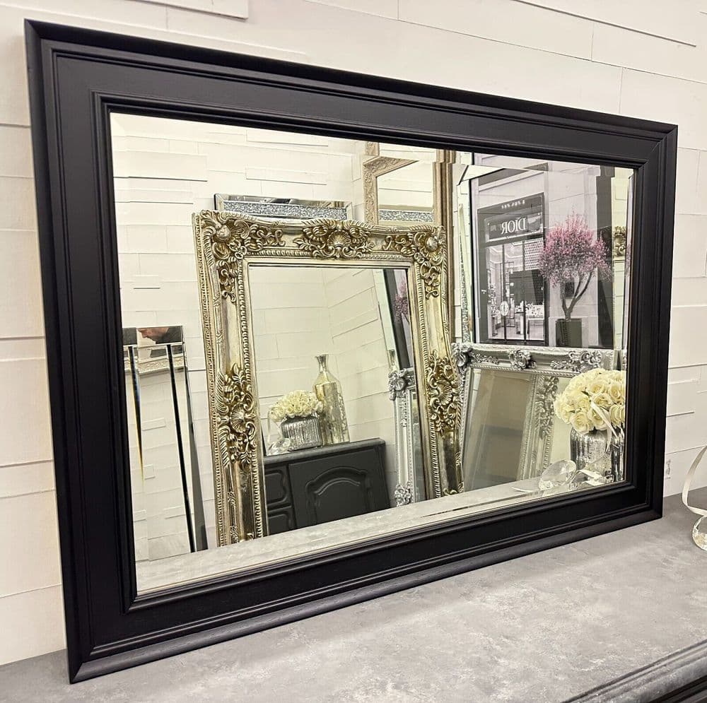Contemporary Black Solid Wood Mirror - CASTERBRIDGE - Fabulous Mirrors