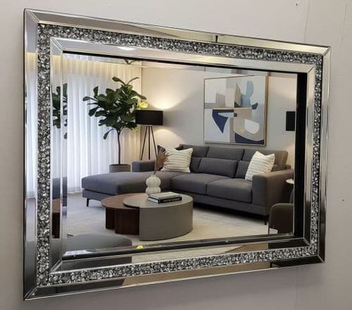 Glitzy Diamond Crystal Mirror - Premium Quality - Gatsby 80cm x 60cm - 31.5" x 23.5"