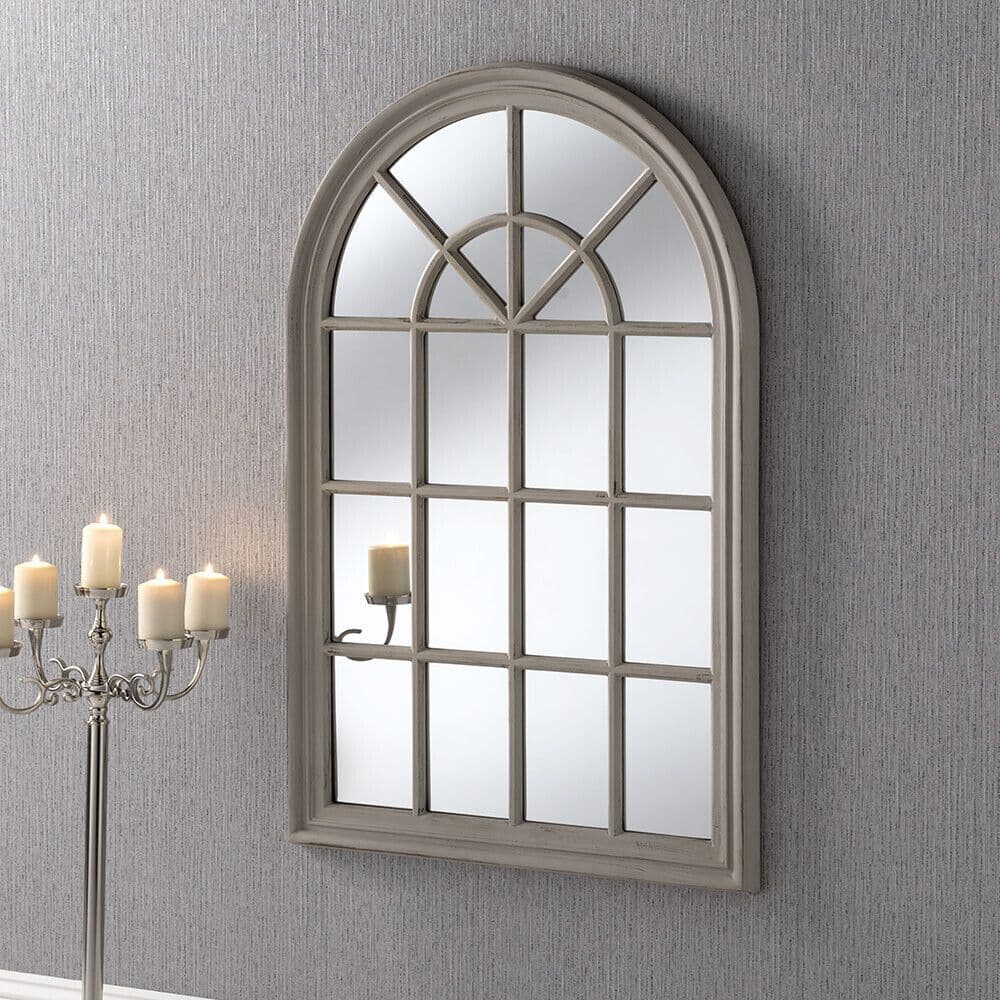 Grey Large arch top Window Mirror 80cm x 119cm ARCO Choose Frame Colour