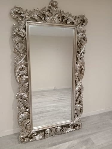 HUGE Champagne Mirror Silver Ornate Regal Decorative Standing Mirror GABRIELLA