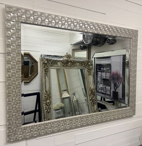 John Lewis Mosaic Silver White Wall Mirror - Choice of Size - Choice of Colour