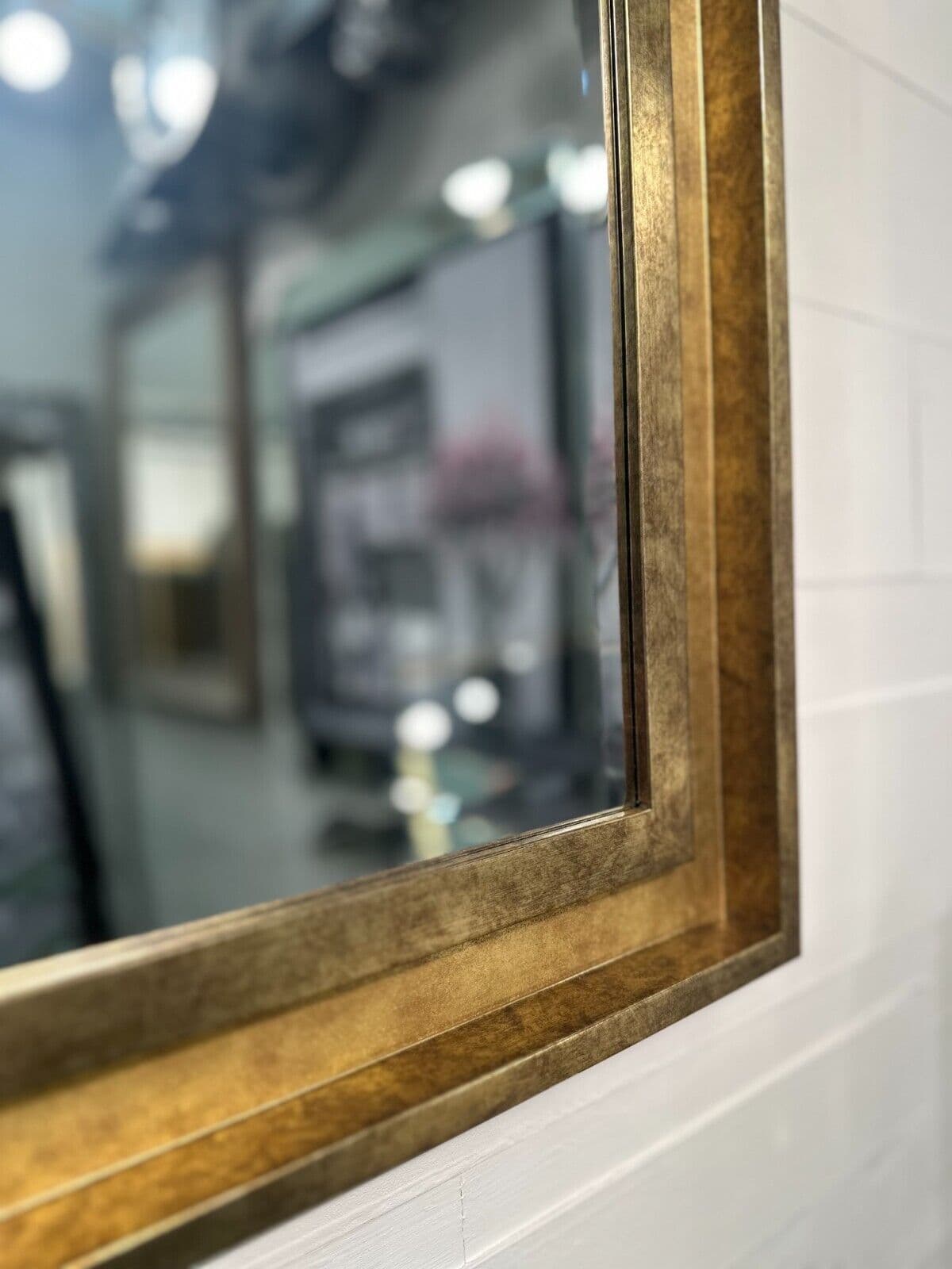 Large Antque Gold Mrror Contemporary Desgn Stepped Frame HOCKNEY