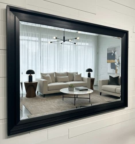 Large Black Solid Wood Mirror Contemporary design Stepped frame HOCKNEY WOOD