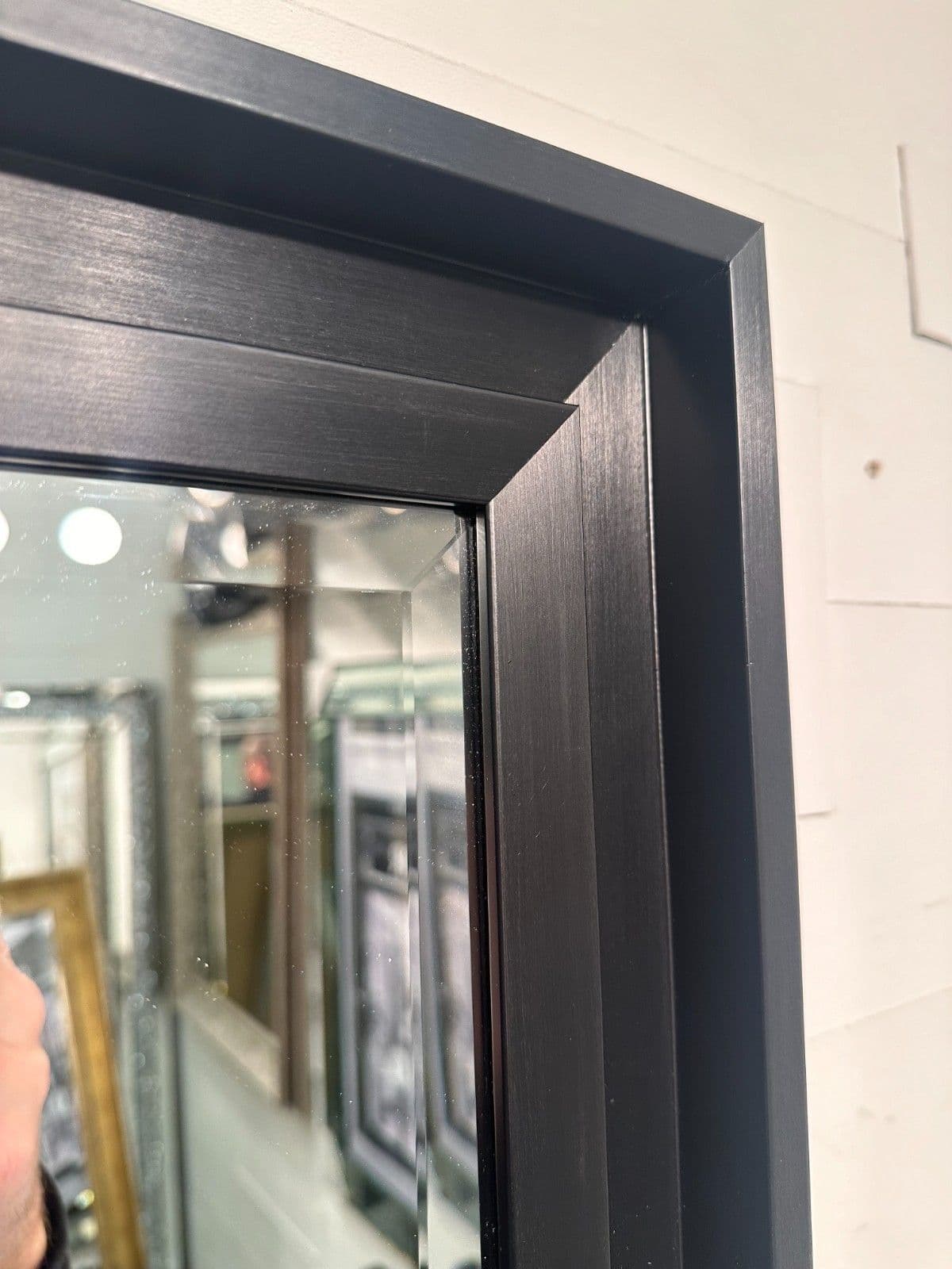 Large Black Solid Wood Mirror Contemporary design Stepped frame HOCKNEY ...