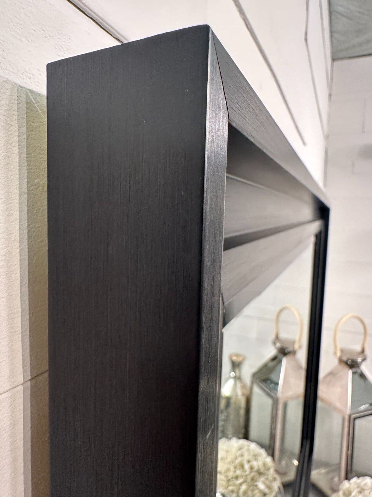 Large Black Solid Wood Mirror Contemporary design Stepped frame HOCKNEY ...