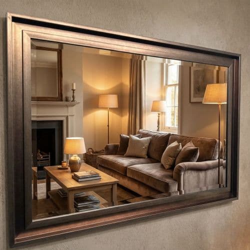 Large Bronze Mirror Contemporary design Stepped frame HOCKNEY Mirror