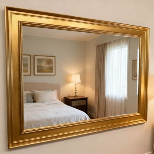 Large Contemporary Gold Framed Mirror - Solid Wood - GALWAY - Fabulous Mirrors