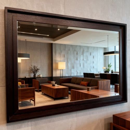 Large Dark Wood Solid Wood Mirror Contemporary design Stepped frame HOCKNEY WOOD