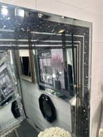 Large Galaxy Crystal Black Mirror Glitzy Diamond Crystal Mirror 120cm x 80cm