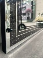 Large Galaxy Crystal Black Mirror Glitzy Diamond Crystal Mirror 120cm x 80cm