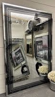 Large Galaxy Crystal Black Mirror Glitzy Diamond Crystal Mirror 120cm x 80cm