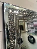 Large Galaxy Crystal Grey Mirror Glitzy Diamond Crystal Mirror 120cm x 80cm