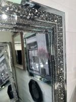 Large Galaxy Crystal Grey Mirror Glitzy Diamond Crystal Mirror 120cm x 80cm