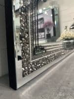 Large Galaxy Crystal Grey Mirror Glitzy Diamond Crystal Mirror 120cm x 80cm